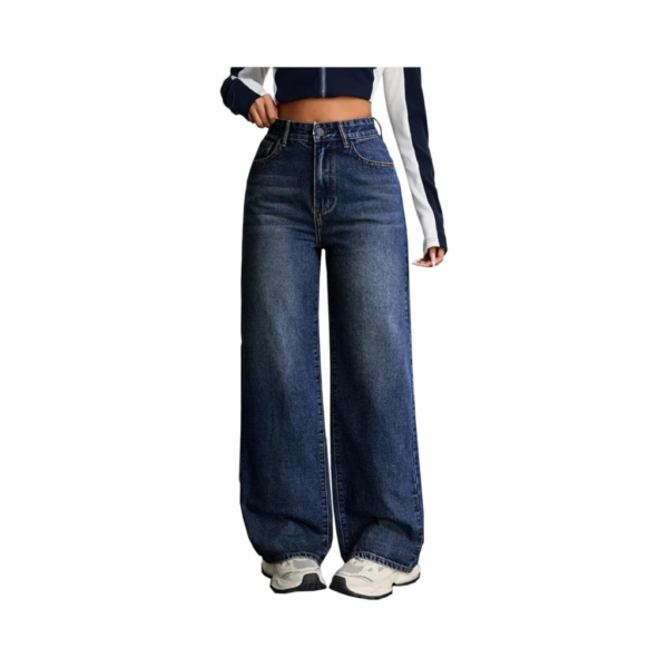 Women Loose Fit High Rise Blue Jeans